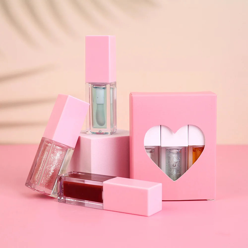 Lip Balm Oil Set Private Label Logo Vegan 3pcs Lipgloss Kit Vendor Changing Color Cosmetics Makeup Moisturizing Lip Tint Vue