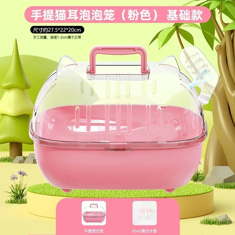Hamster Cage Extra Large Luxury Transparent Portable Handheld Travel Villa For Golden Hamsters Spacious Home Pet Gift For Kids Vue
