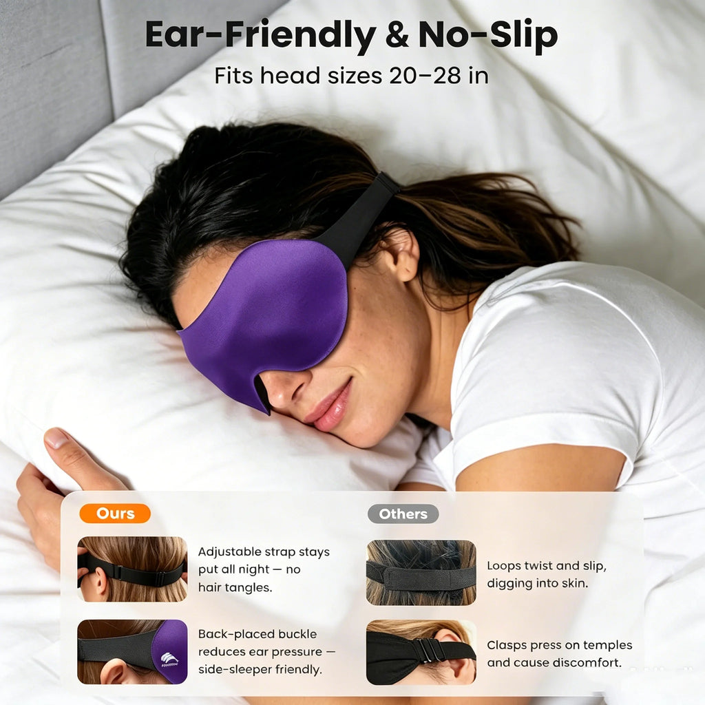 3D Sleep Mask Adjustable Suitable Men Women No Pressure Light Vue