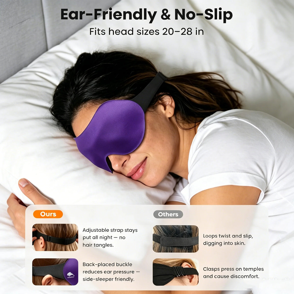 3D Sleep Mask Adjustable Suitable Men Women No Pressure Light Vue