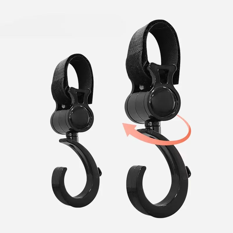 vvocci 2 PCS Accessories Loop stroller accessories Cartoon StrollerStroller Hook Degree Large Hook and Umbrella Car Hook Vue B241 Black-2pcs