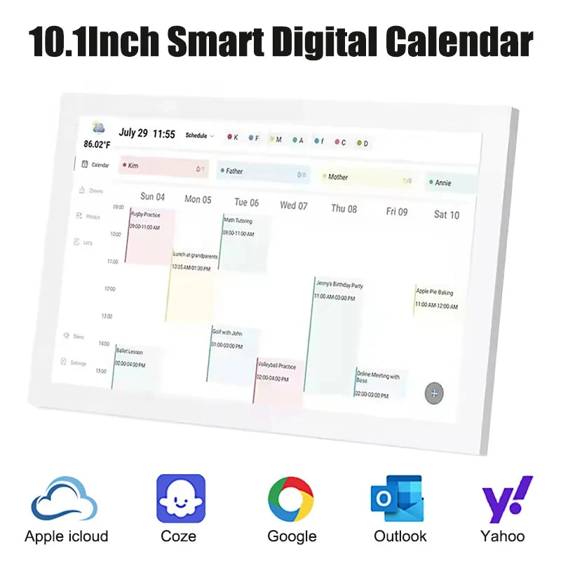 10.1 Inch Digital Calendar Planner IPS HD Smart Touchscreen for Family WiFi Interactive Display Wall Planner Electronic Calendar Vue