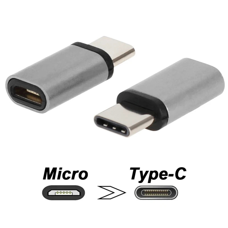 Metal Micro USB To Type-C Adapter Aluminum Alloy Mobile Phone Adapter Microusb Connector for iPhone Samsung Huawei Xiaomi TypeC Vue Default Title