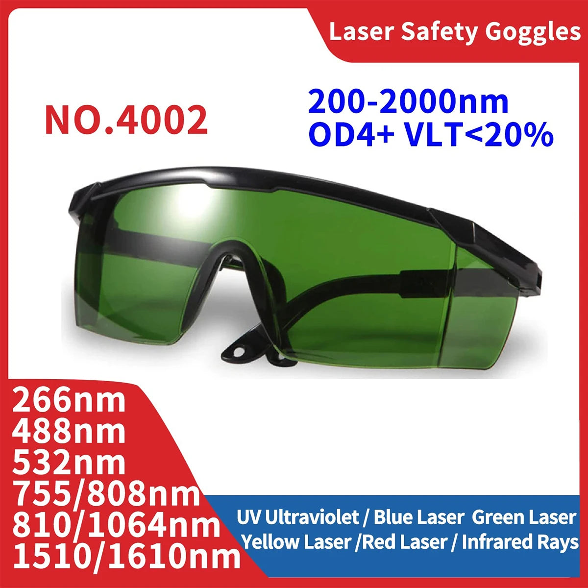Laser Safety Glasses Goggles IPL 1064nm Infrared 355nm UV Protective Glasses Shield Protection Eyewear for Laser Machine Work Vue