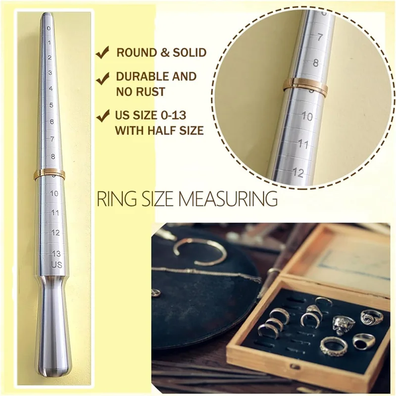 Measuring Tool Ring Size Measurer Ring Fixer Repair Kit Jewelry Mandrel Ring Sizer Kitabkw Vue As Shown