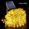 300Led Outdoor Solar Tube Rope Led Fairy Light Garden Christmas Decoration Xmas Wedding Garland Waterproof String Light Strip Vue warm 32M-300LED 800mAh