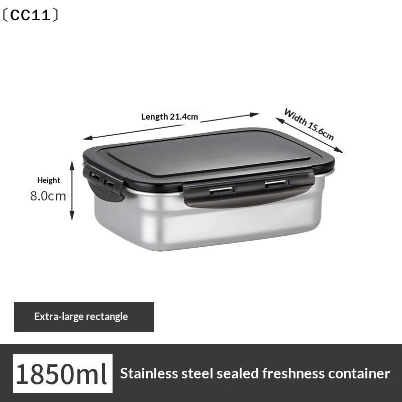 Stainless Steel Food Container Fresh Keeping Box Sealed Lid Crisper