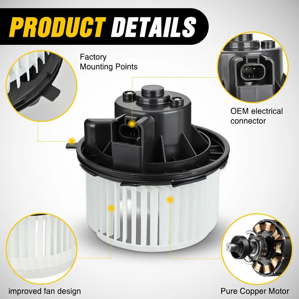 Nilight Front Blower Motor for Chevy Tahoe 2007 2008 2009 2010 2011 2012 2013 2014, Silverado, Avalanche, Suburban, GMC Yukon, Sierra, Cadillac Escalade - Replaces 22741027, 700164 Vue