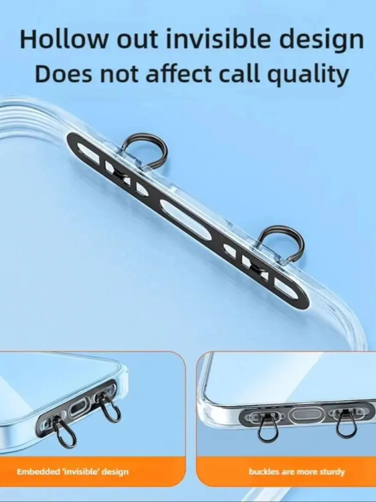 Ultra Thin Metal Mobile Phone Lanyard Patch Stainless Steel Card Anti Lost Hanging Rope Tab Double Buckle Replacement Gasket Vue