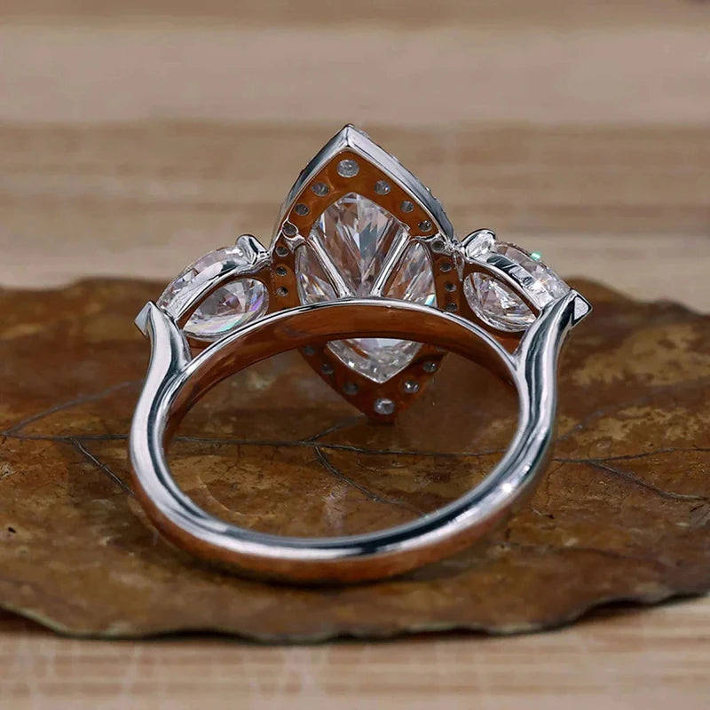 Huitan Marquise Cubic Zirconia Wedding Ring for Women – Silver CZ Wedding Ring Vue