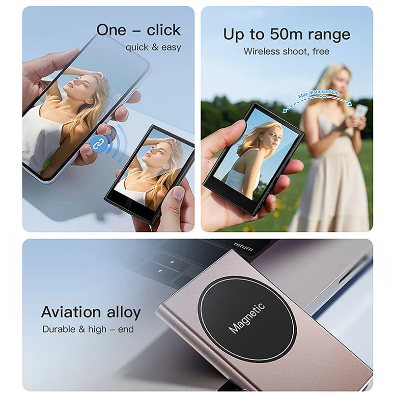 Phone Vlog Selfie Monitor Screen Adjustable WiFi Bluetooth Magnetic Mount Wireless Connection Rear Camera Selfie Monitor Screen Vue
