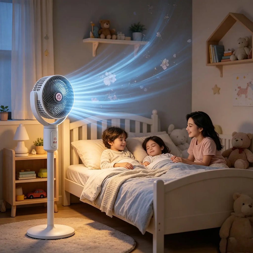 5-Speed Rechargeable Tower Fan Type-C Oscillating Standing Fan with Timer, Adjustable Height Portable Air Blower for Home Office Vue