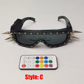 Full Color Remote Control Burst Flashing LED Glow Glasses LED Glasses Rivet Punk Glasses for Christmas Party Vue Glasses Style C One size