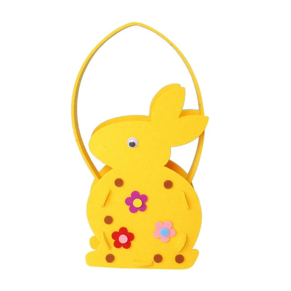 Festival Present Felt Easter Egg Basket Large Capacity Cartoon Cookie Gift Bag Colorful Eggs Easter Egg Bucket Gift Giving Vue -Style A 5x5x5cm
