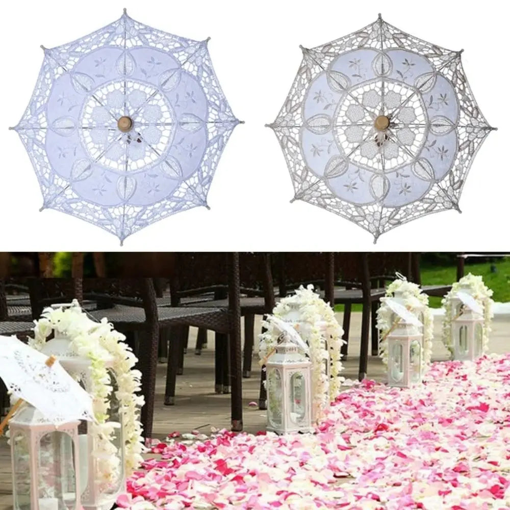 26 Length Embroidery Lace Parasol Umbrella Wedding Decoration Photo