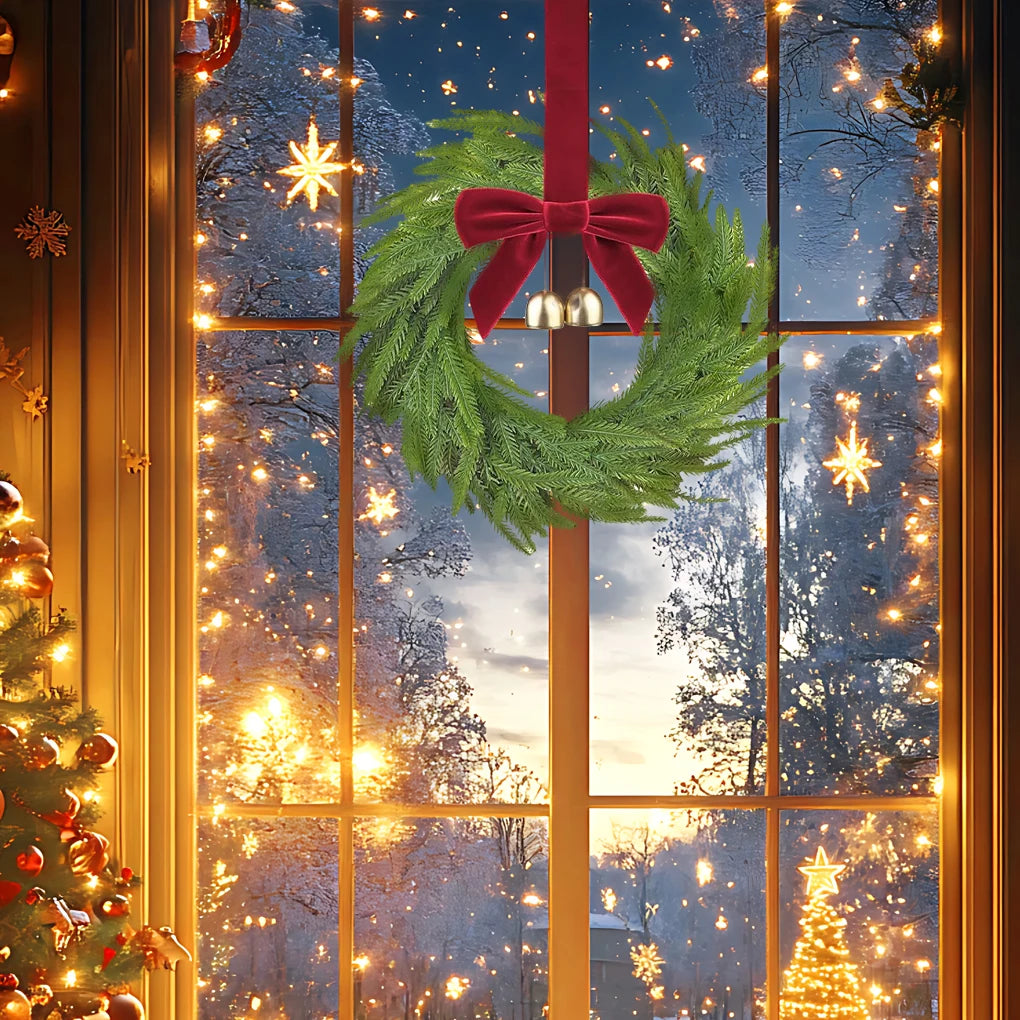 Mini Christmas Pine Wreath with Bow | Door & Window Decor Christmas Wreath Vue