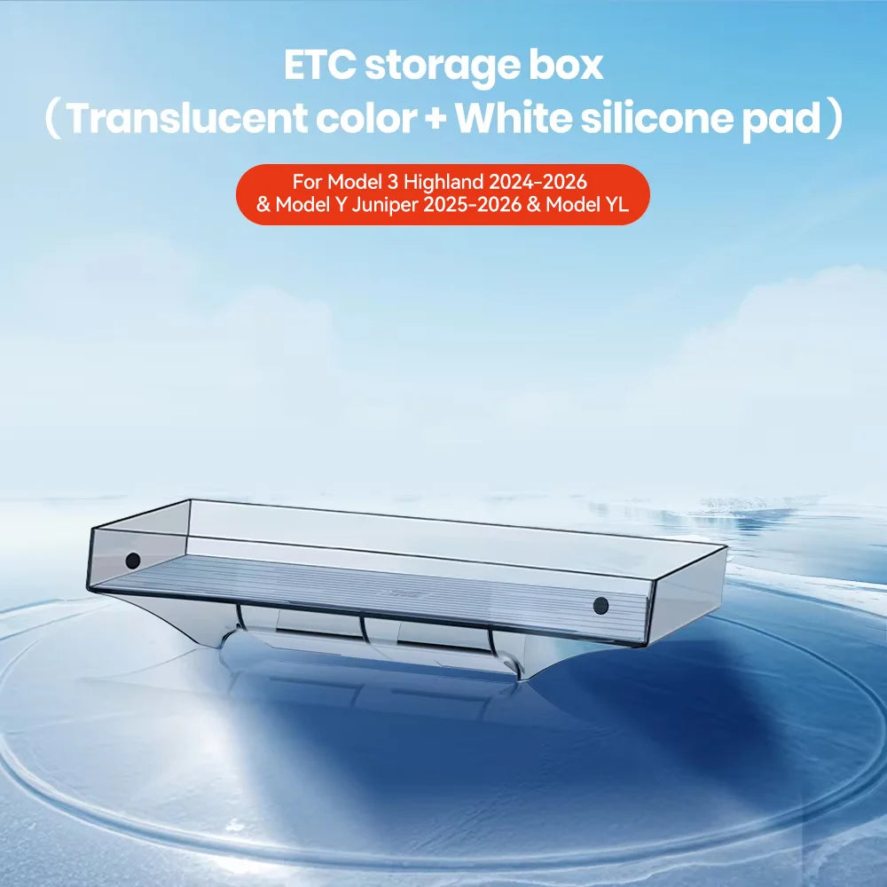 YZ For New Tesla Highland Model 3 Y Juniper Tray Magnetic Under Screen Fold Storage Box ETC Screen Storage Box Accessories Vue White 1PCS