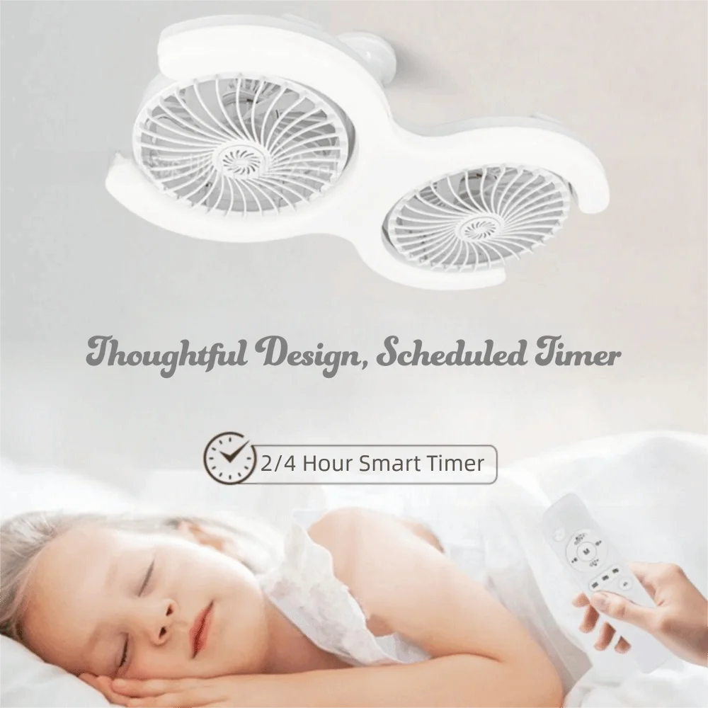 E27 Socket Fan Light Quiet Soft Illumination Electric Fan Light Even Illumination Low Noise Ceiling Fan Light Room Vue