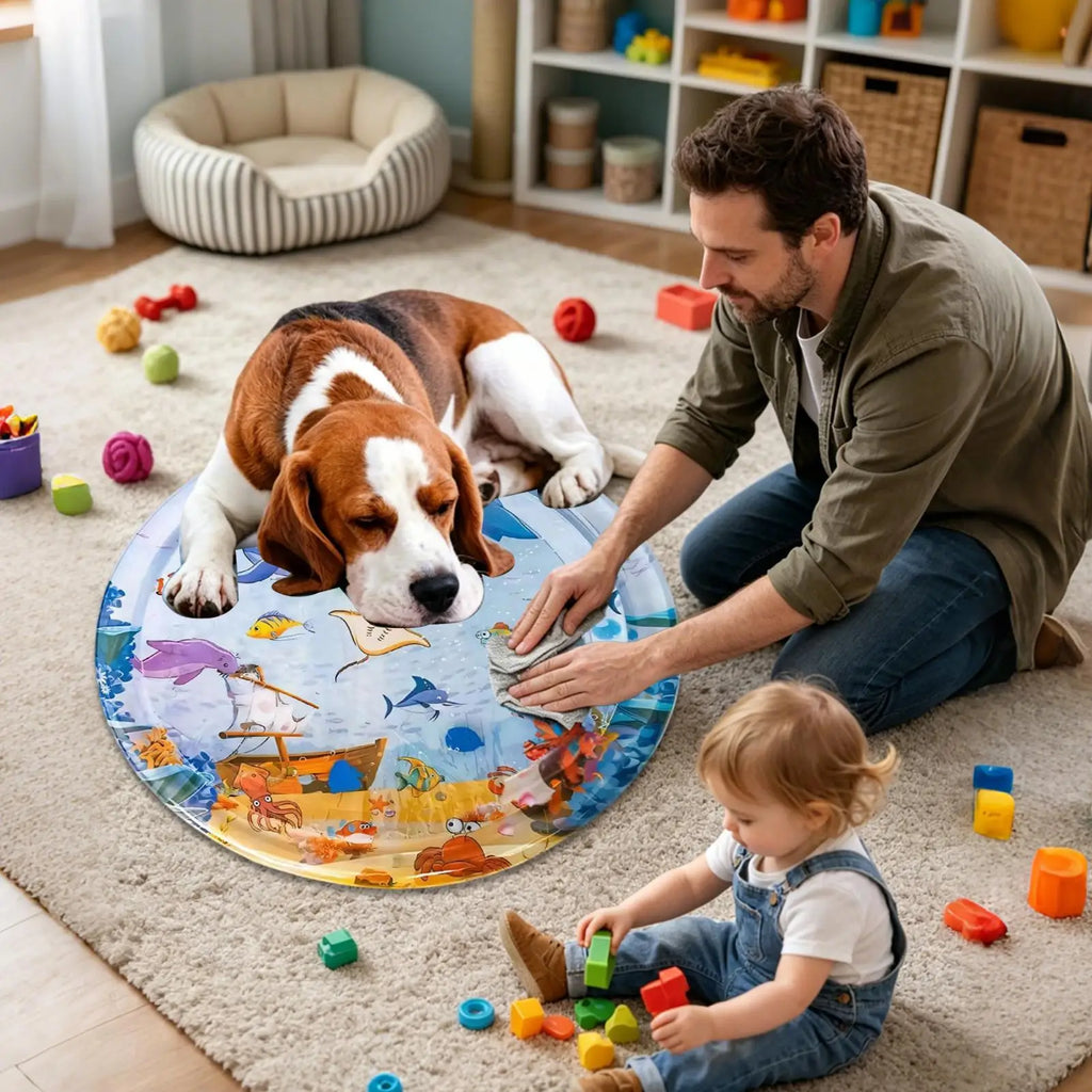 Thicken Interactive Cat Play Mat Water Bed Sensory Pet Supplies for Puppy Kitten Indoor Outdoor Home Living Room Balcony Summer Vue