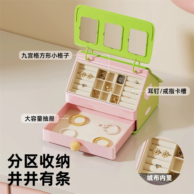 Luxury Jewelry Box Elegant Desktop Drawer Organizer With Divided Trays For Earrings Rings Chains Vanity Table Gift For Women Vue