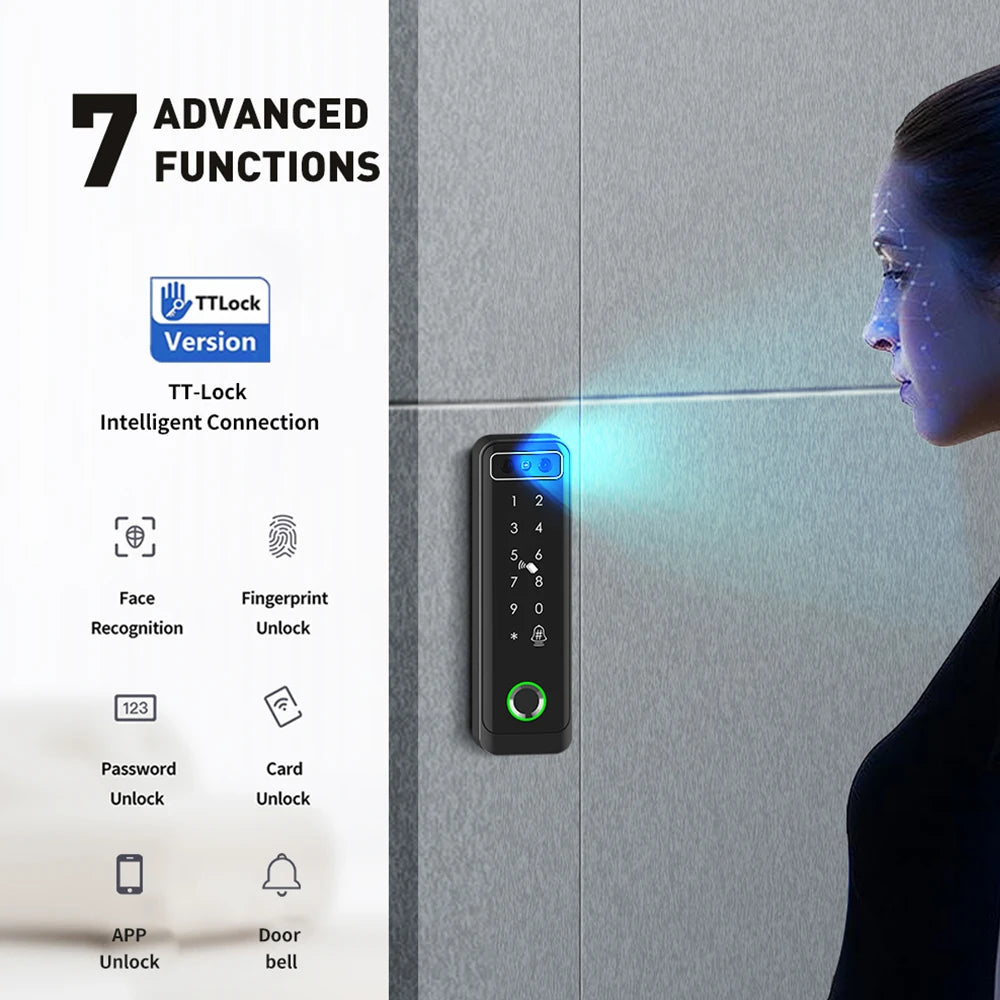 Multiple Platform TTlock TTHotel TTRenting Smart Lock Fingerprint & Face Recognition Access Control Keypad RFID IC Card Reader Vue