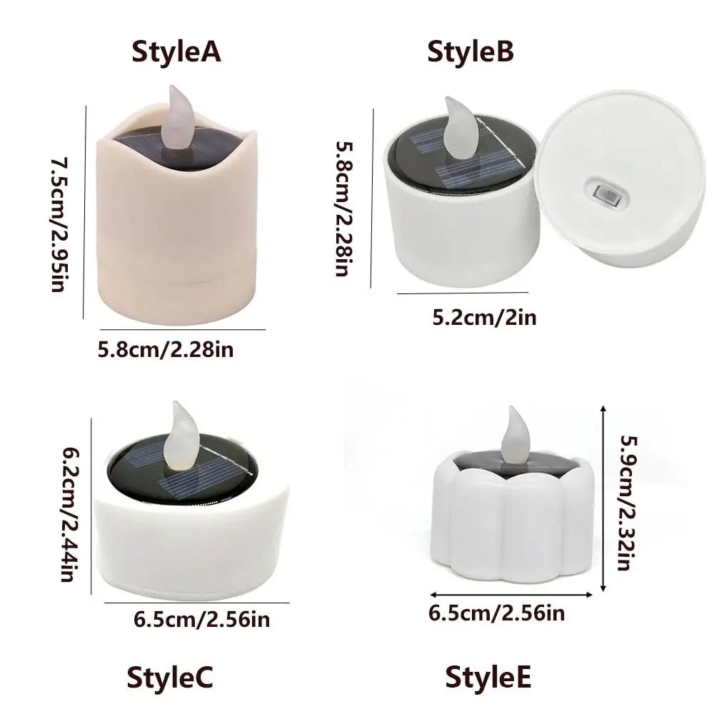 6pcs Waterproof Solar Tea Lights Simulation Flameless Romantic Terrace Lamp Flickering Warm Light Landscape Candle Lights Vue