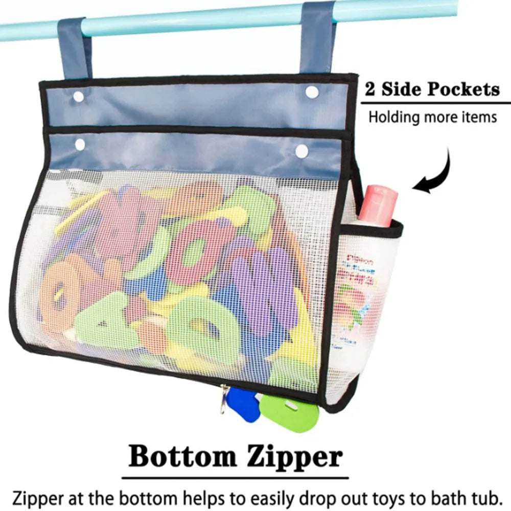 Bath Toys Storage Bags Mesh Net Bathroom Organizer For Water Toys Wide Open Design Sand Toys Storage Net Bag Vue