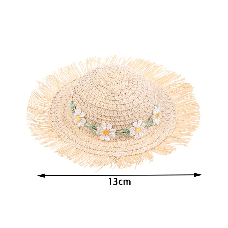 Dollhouse Handmade Daisy Hat Sun Cap For 1/6 Doll Accessories Doll Cute Hat With Bow Decoration Doll Hat Children's Toy Gift Vue Onesize
