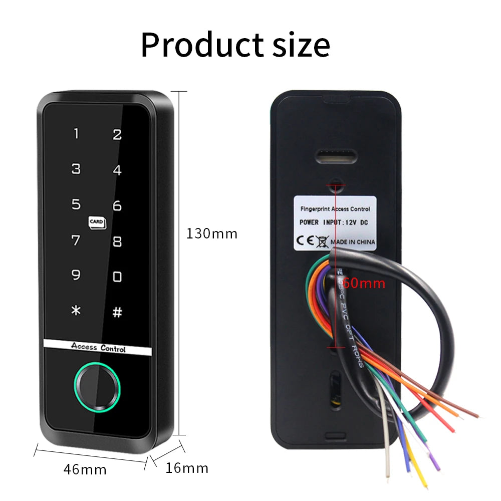 WiFi Fingerprint Access Control Reader Smart Door Lock RFID Card Gate Opener Waterproof 125Khz/13.56Mhz Support Tuya App Vue