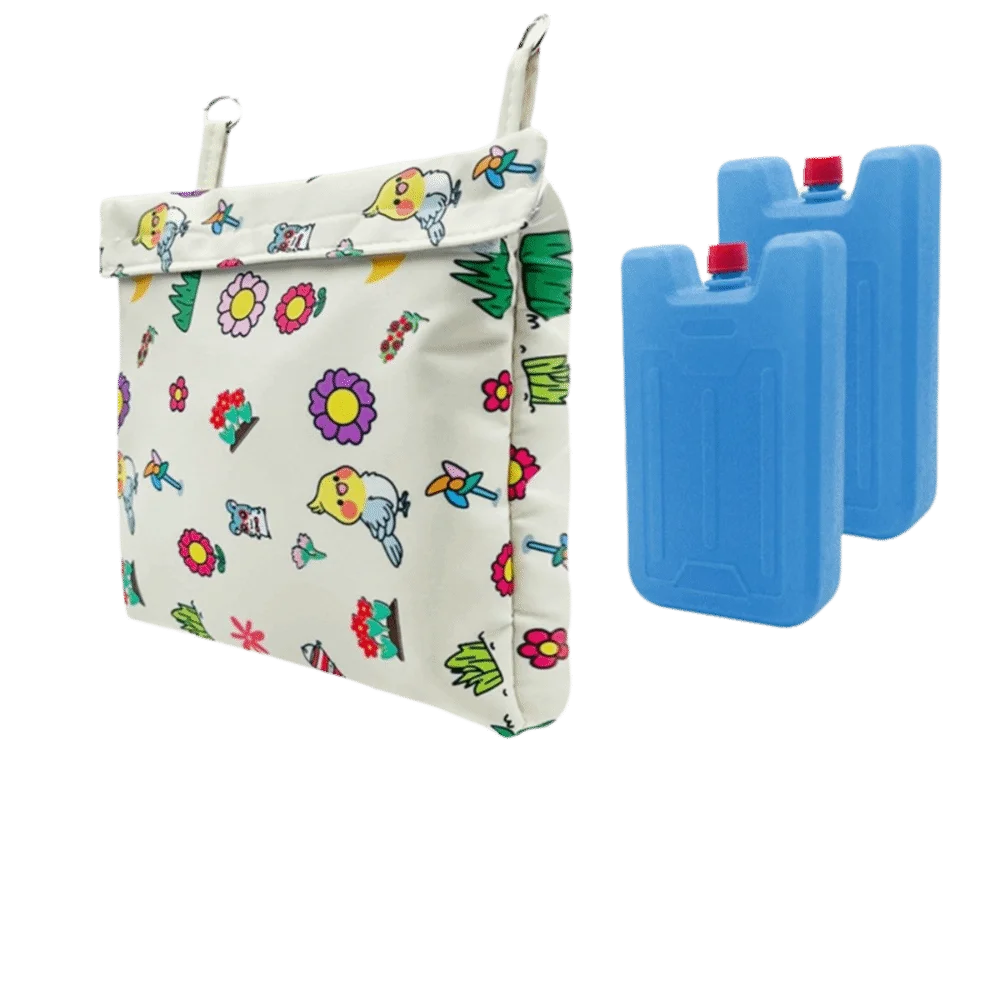 Waterproof Pet Cage Ice Pack Cartoon Pattern Insulated Pet Cooling Pouch with Ice Box Bite Resistant Vue Beige