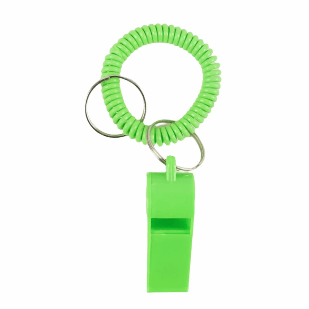 10Pcs Loud Crisp Sound Spring Wristband Whistle Colorful Plastic Sport Whistle Durable Emergency Referee Whistle Sports Training Vue Green