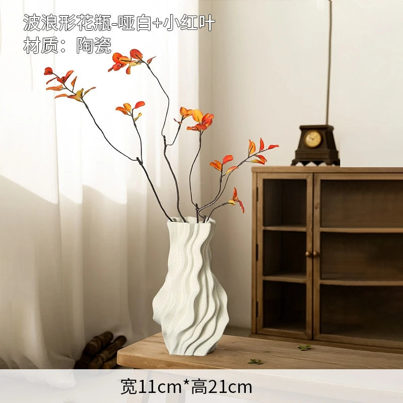 Ceramic Minimalist Flower Vase Luxury Wabi Sabi Design For Entryway Living Room TV Console Centerpiece Home Decor For Women Gift Vue