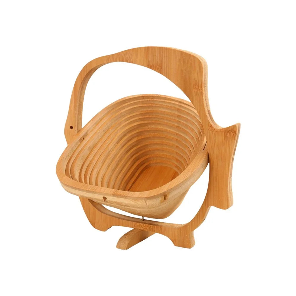 Multi-functional Folding Fruit Shaped Basket Dolphin Shape Heat Resistant Mat Bamboo Snacks Bowl Stable Base Eco-friendly Vue Style D