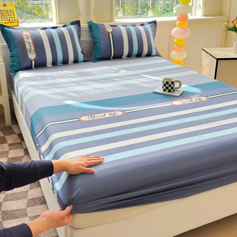 Cartoon Capybara Pattern Fitted Sheet Brushed Microfiber Single Double Mattress Cover Queen Non Slip Bed Sheet with Elastic Band Vue