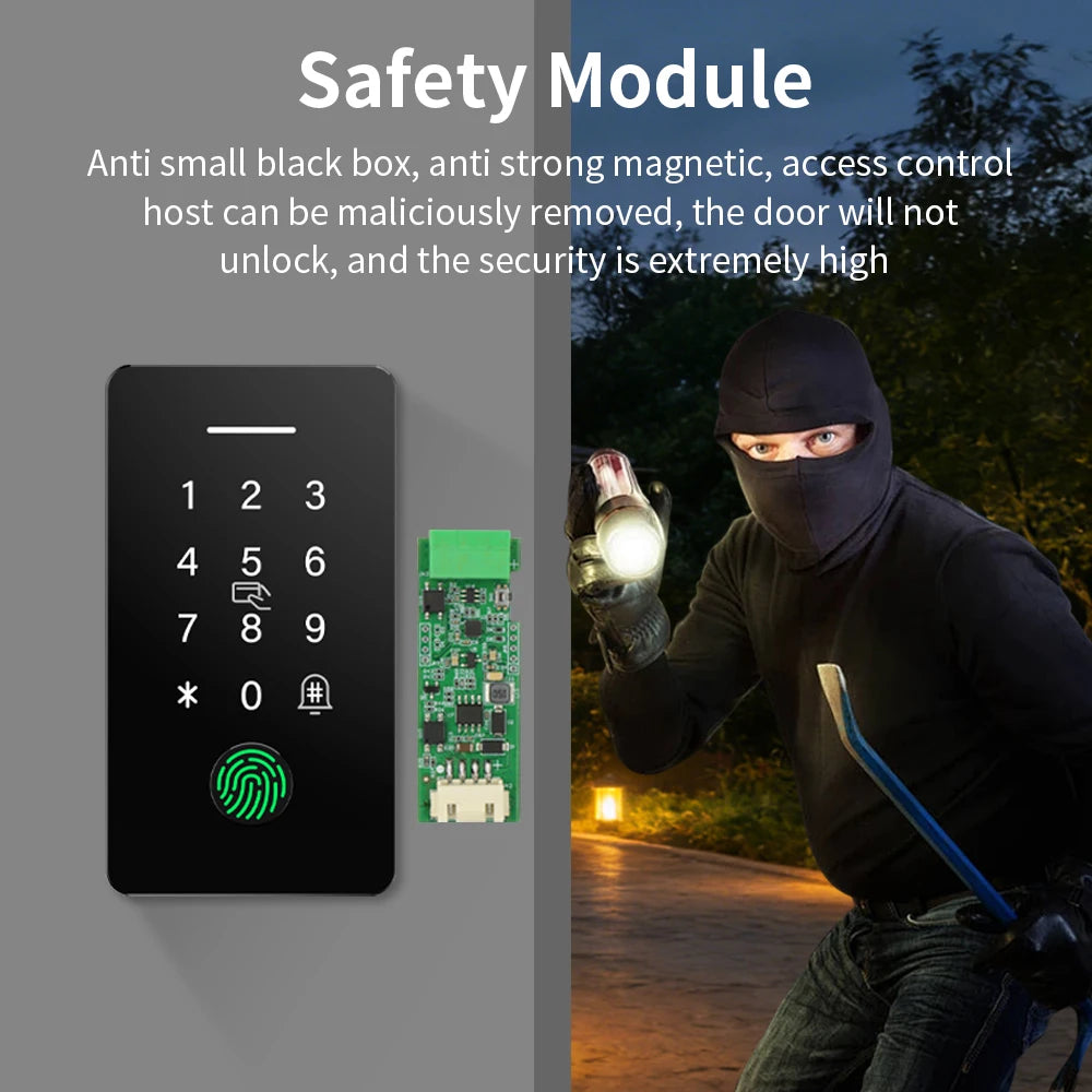 Embedded Access Control IP67 Waterproof Fingerprint Attendance System Kit TTLOCK APP IC NFC Card Reader Highly Secure System Set Vue