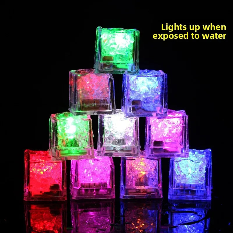 Reusable LED Light-Up Ice Cubes with Color-Changing Modes Waterproof Flashing for Drinks Parties Bars and Home Decor Vue