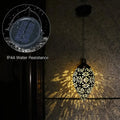 Outdoor Solar Light LED Moroccan Retro Hollow Projection Lamp Metal Waterproof Hanging Garden Light for Patio Pathway Yard Porch Vue Warm White