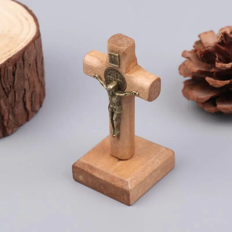 Wooden Standing Cross Party Decor Creative Ornament for Housewarming and Living Room Display Vue