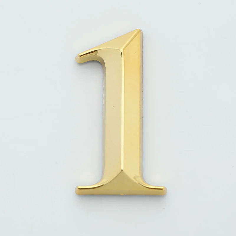 3D Door Number ABS Injection Molding Electroplating Plate Digits 0 To 9 Golden Door Self Adhesive Street Sticker Outdoor Vue 1