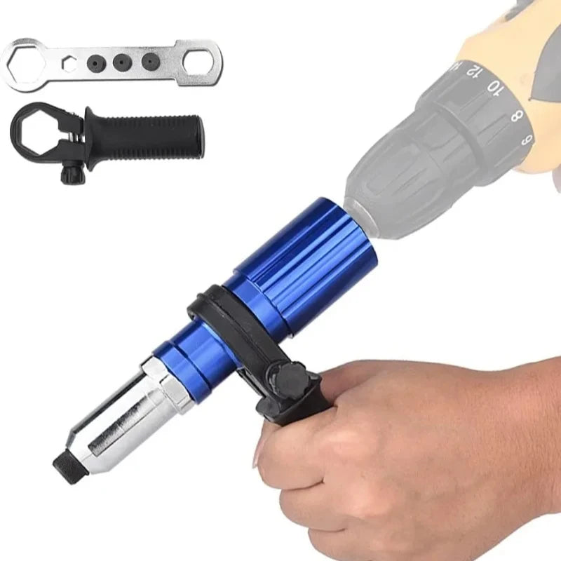 New Electric Rivet Gun Adapter 2.4mm-4.8mm Rivet Nut Gun Drill Adapter Cordless Riveting Tool Insert Nut Pull Rivet Insert Tool Vue