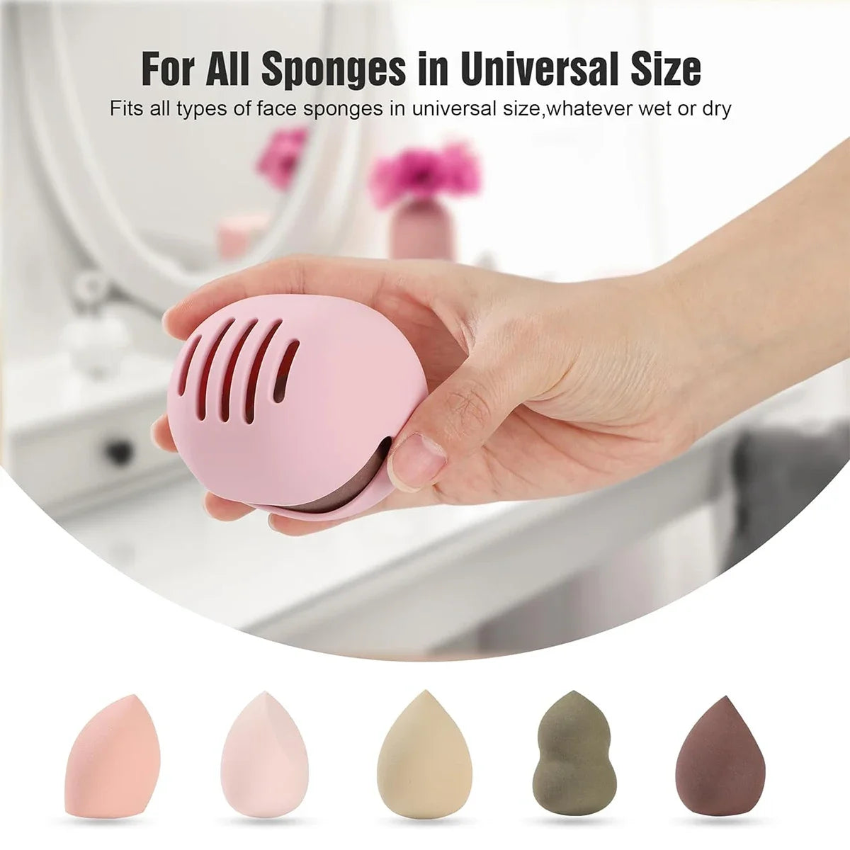 1PC Eco-friendly Silicone Puff Storage Box, Porous Beauty Egg Storage Set, Reusable Travel Portable Organizer Vue