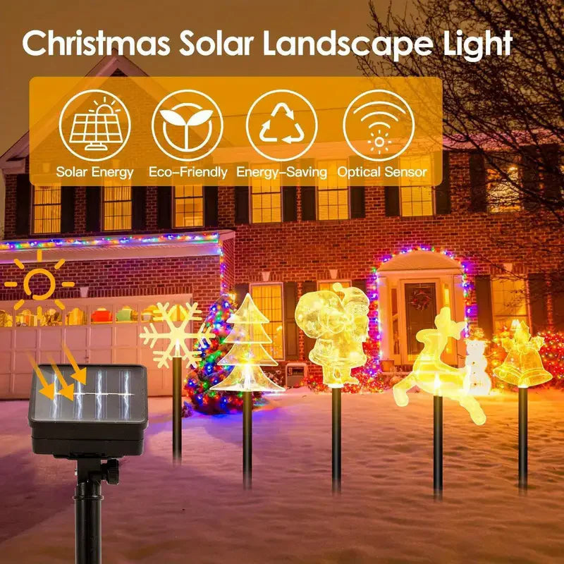 5PCS Solar Christmas Pathway Lights Solar Christmas Decor Star LED Lights Outdoor Waterproof Stake Lights Garden Walkway Vue