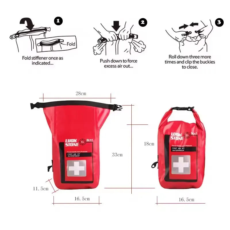 New Portable 5L Waterproof First Aid Bag With Shoulder Strap Outdoor Survival Emergency Kits For Outdoor Camp Hiking Fishing Vue