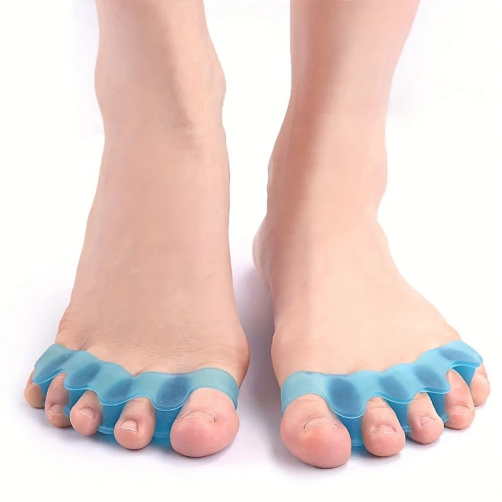 2 Soft Touch Silicone Toe Spacers Reusable Feet Vue Blue