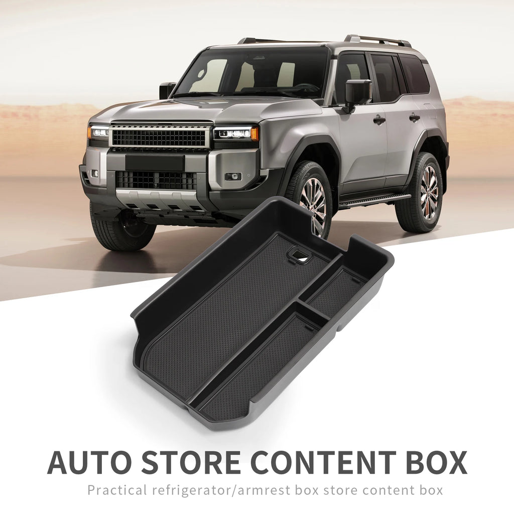 for Toyota Land Cruiser Prado 2024 J250 Center Console Armrest Storage Box Tray Organizer Accessories Tidying Black Vue