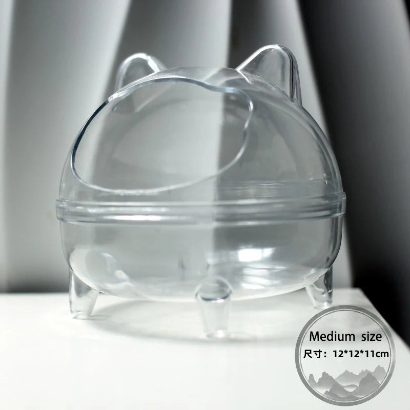 Large Capacity Hamster Transparent Bathroom Small Pet Sand Bath Cage Prevent Splash Bathing Transparent Shower Room Accessories Vue A2