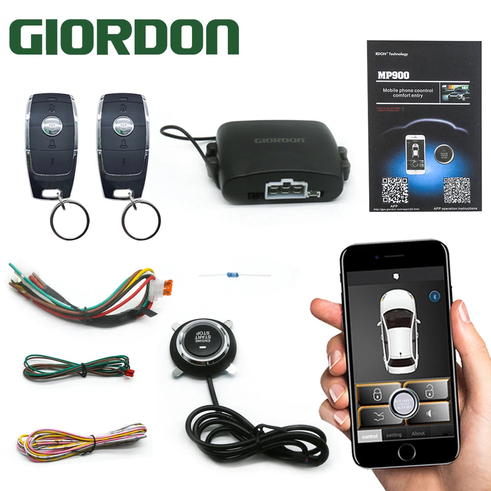 Universal Car Alarm With Autostart Push One Button Auto Start Stop APP/Keyless Entry System Smart Key Remote Start Kit G6221 Vue China Mainland
