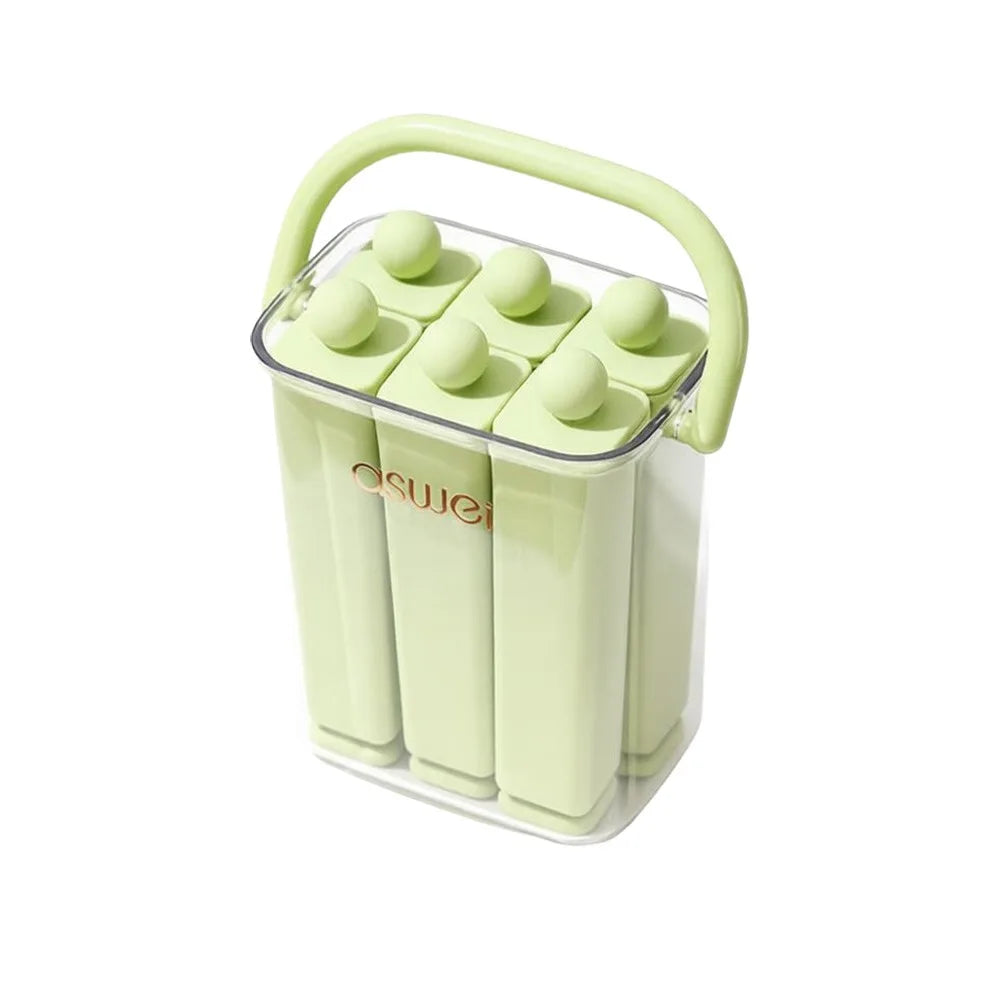 Durable Silicone Old Popsicle Mold Lid Portable Long Bar Ice Tray Vue Green-S