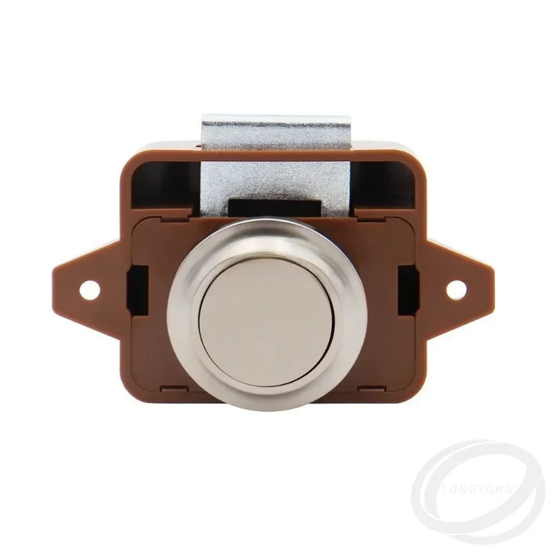 26mm RV Car Push Lock Push Button Latch Catch Keyless Door for RV Caravan Motorhome Furniture Hardware Boat Yacht Home Cabinet Vue TP005-BN-brown-1pcs