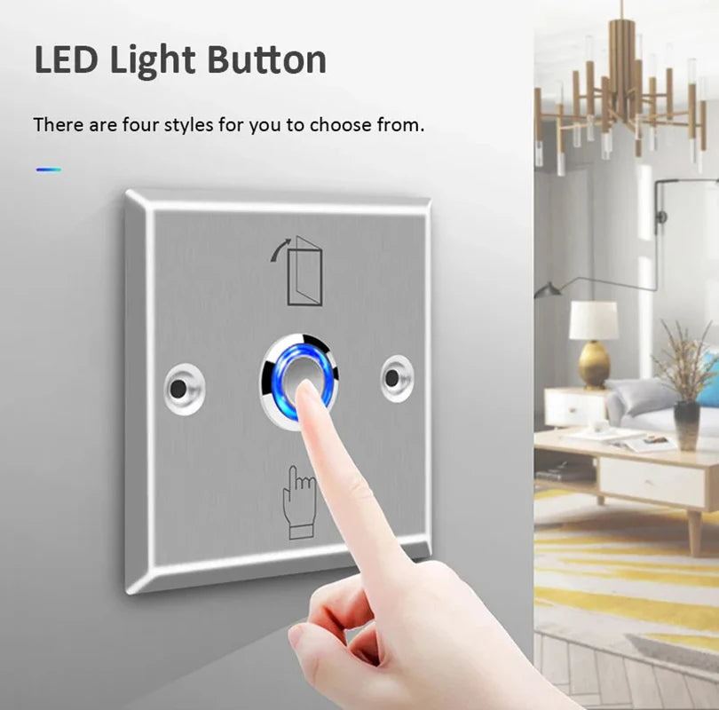 Creative Exit Button Push Switch Door Stainless Steel Opener Release Buttons for Access Control Electronic Gate Lock Vue
